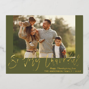 Rustiek Gouden folie Lettering Happy Thanksgiving Feestdagen Briefkaart