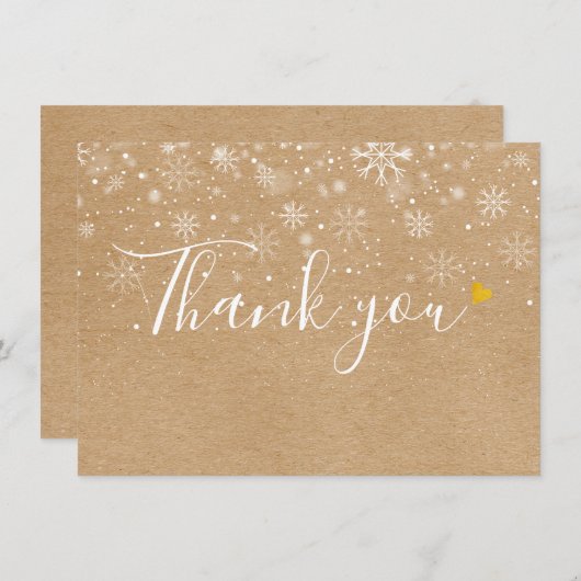 Rustiek Gouden Hart Script Kerstmis Dankjewel Kaar Bedankkaart (Voorkant / Achterkant)