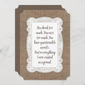 Rustiek Grappig Bruidsmeisje / Maid of Honor Voors Kaart (Voorkant / Achterkant)