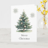 Rustiek Green Gold Cream Kerstboom Sneeuwvlokken Kaart (Gele Bloem)