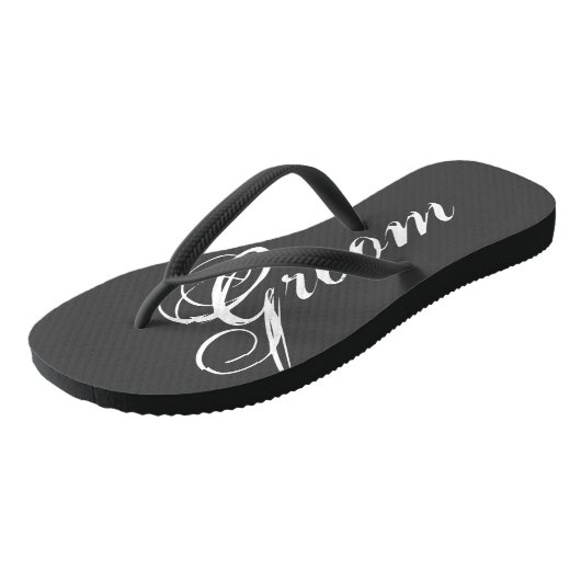 Rustiek grijs bruiloft teenslippers voor bruid en  (Schuin)