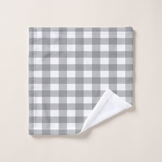 Rustiek grijs en wit Buffalo Plaid Patroon Bad Handdoek (Wasdoekje)