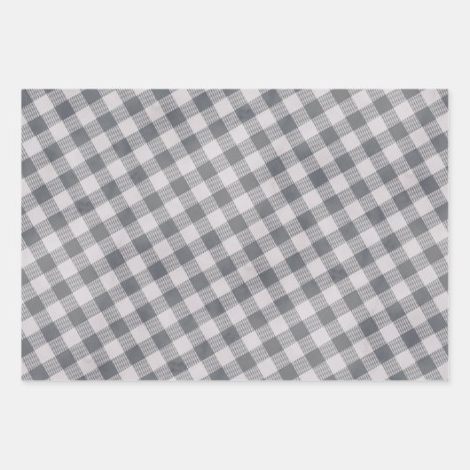 Rustiek grijs geplakt en drie bijpassende patroon inpakpapier vel (Voorkant)