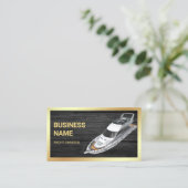 Rustiek Grijs Hout Goud Luxe Jacht Charter Visitekaartje (Staand voorkant)