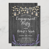 Rustiek Grijs Hout Lights Lavendel Engagement Part Kaart (Voorkant / Achterkant)