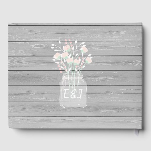 Rustiek grijs houten string lichten bruiloft gaste gastenboek (Achterkant)