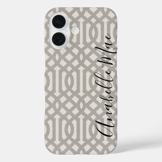 Rustiek Grijs Trellis Monogram Case-Mate iPhone Case (Achterkant)