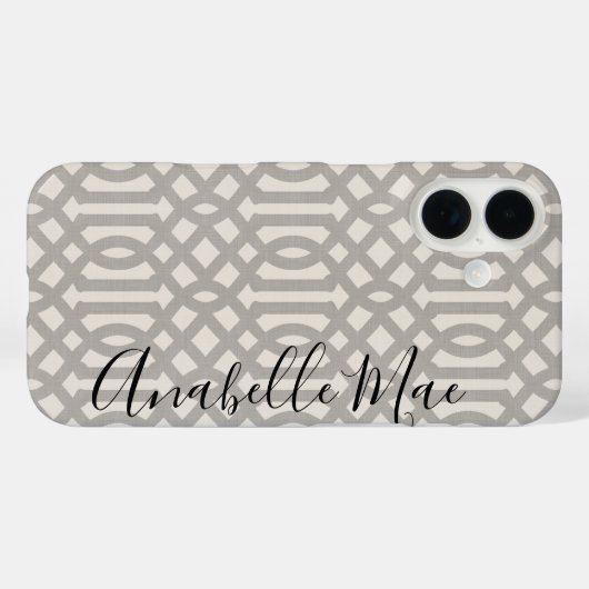 Rustiek Grijs Trellis Monogram Case-Mate iPhone Case (Achterkant (horizontaal))