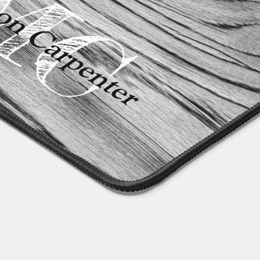  rustiek grijs verbrand hout Carpenter Monogram Bureaumat (Hoek)