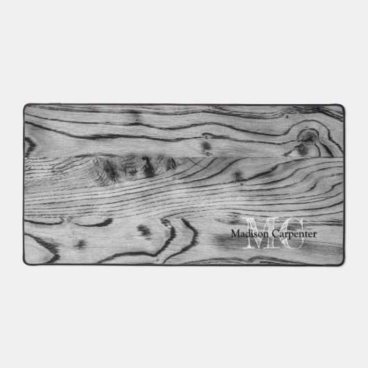  rustiek grijs verbrand hout Carpenter Monogram Bureaumat (Voorkant)