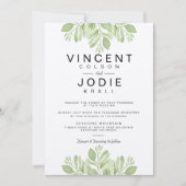 Rustiek groen blad | Waterverf bruiloft uitnodigen Kaart (Voorkant)