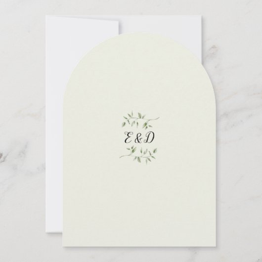 Rustiek groen Bloemen Gouden Boog Monogram Huwelij Kaart (Achterkant)