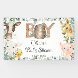 Rustiek groen Boerderij Dieren Baby shower Achterg Spandoek