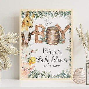 Rustiek groen Boerderij Dieren Baby shower Welkom Poster
