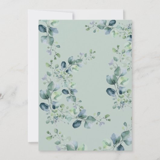 Rustiek groen Boho Eucalyptus Elegant Bruiloft Kaart (Achterkant)