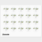 Rustiek groen bos bergen script bruiloft ronde sticker (Vel)