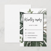 Rustiek groen botanische Waterverf bruiloft RSVP Kaartje (Voorkant / Achterkant)