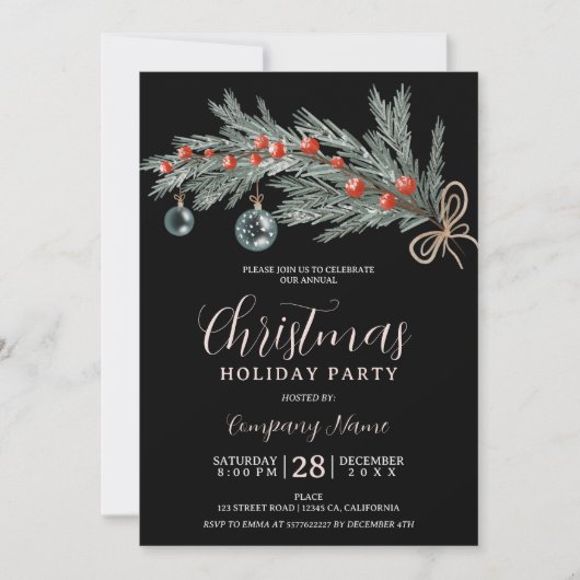 Rustiek groen dennenrood Kerstbedrijf corporate Kaart (Voorkant)