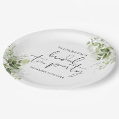 Rustiek groen Elegant Script Bridal Tea Party Papieren Bordje (Gekanteld)