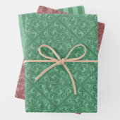Rustiek groen en Cranberry rode kerst Inpakpapier Vel (In situ)