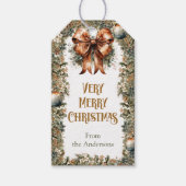 Rustiek groen en goud elegante roestige boog cadeaulabel (Voorkant)