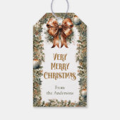 Rustiek groen en goud elegante roestige boog cadeaulabel (Achterkant)