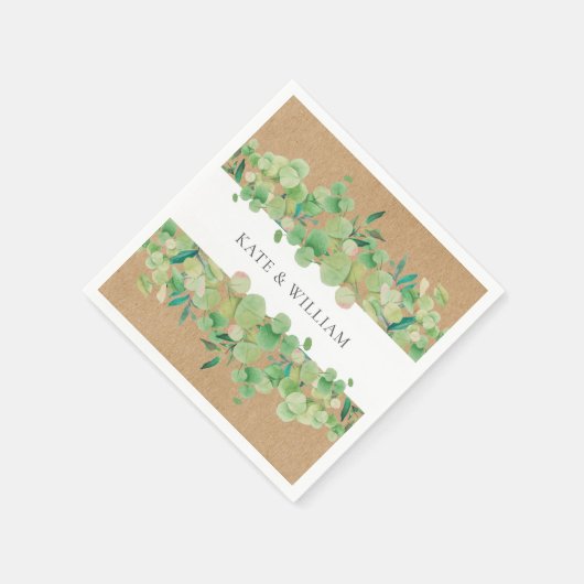 Rustiek groen Eucalyptus Garland bruiloft Servet (Hoek)