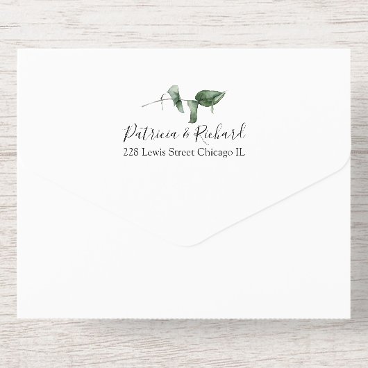 Rustiek groen eucalyptus kalligrafie bruiloft all in one uitnodiging (Achterzijde)