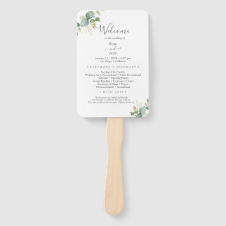 Rustiek groen Eucalyptus zomerhuwelijk. Handwaaier