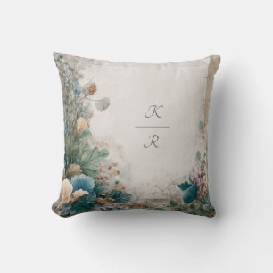 Rustiek groen folk art bruiloft kussen