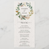 Rustiek groen gebladerte botanische bruiloft menu (Voorkant)