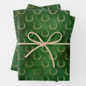 Rustiek  groen gouden folie gewei patroon inpakpapier vel (In situ)