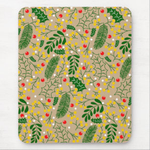 rustiek groen Holly Berry Christmas Muismat