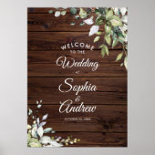 Rustiek groen hout bruiloft welkom poster (Voorkant)
