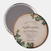 Rustiek groen & hout plak bruiloft viering magneet (Voorkant / Achterkant)