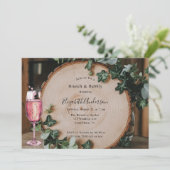 Rustiek groen & hout Slice Brunch & Bubbly Kaart (Staand voorkant)