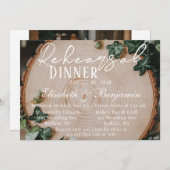 Rustiek groen & hout slice repetitie diner kaart (Voorkant / Achterkant)