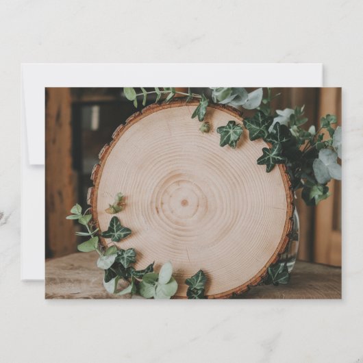Rustiek groen & hout slice verlovingsfeest kaart (Achterkant)