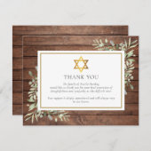 Rustiek groen Joodse gouden ster van David begrafe Bedankkaart (Voorkant / Achterkant)