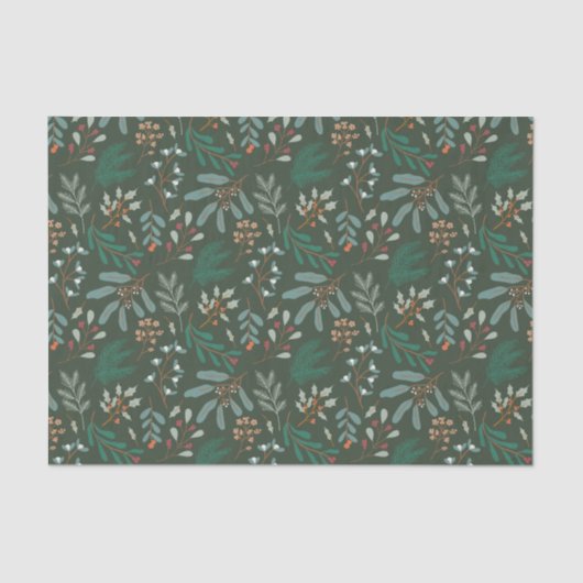 Rustiek groen kerstbladpatroon tissuepapier (Voorkant)