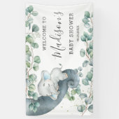 Rustiek groen Olifant Baby shower Boy Welkom Spandoek (Verticaal)