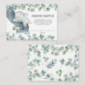 Rustiek groen Olifant Baby shower Luier Raffle Informatiekaartje (Voorkant / Achterkant)