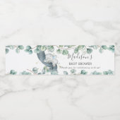 Rustiek groen Olifant Boy Baby shower Favor Waterfles Etiket (Enkel label)