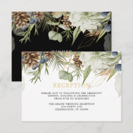 Rustiek groen Pinecones | Huwelijksreceptie Kaart