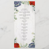 Rustiek groen Rood Blauw Bloemen Trouwprogramma Programma (Achterkant)