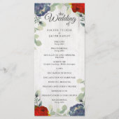 Rustiek groen Rood Blauw Bloemen Trouwprogramma Programma (Voorkant)