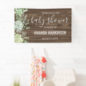 Rustiek Groen Succulent Modern Baby shower Spandoek (Insitu)