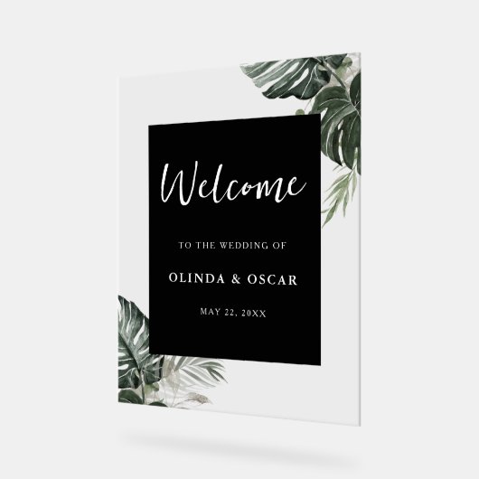 Rustiek groen Waterverf bruiloft welkom acryl Acryl Bord (Hoek)