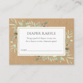 Rustiek groen Waterverf luier Raffle Shower Informatiekaartje (Voorkant)