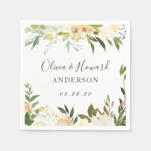 Rustiek groen Waterverf wilde bloemen bruiloft Servet